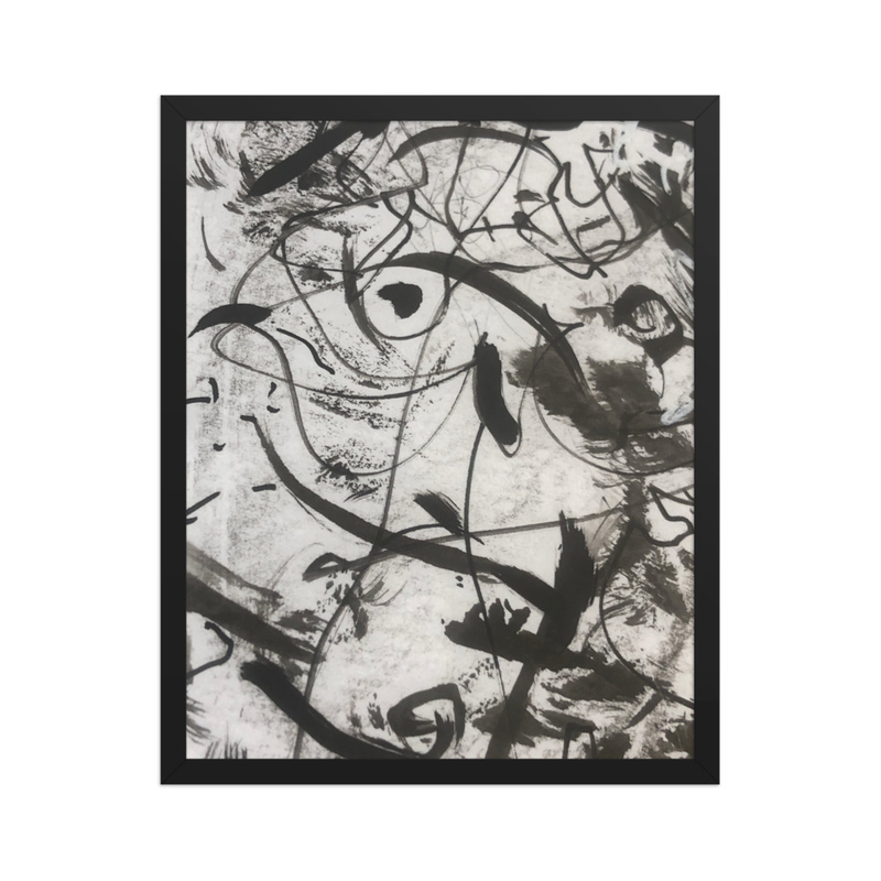 Perceptual Field 0142 – Something Looking Back – Framed Print – 16″×20″, Black