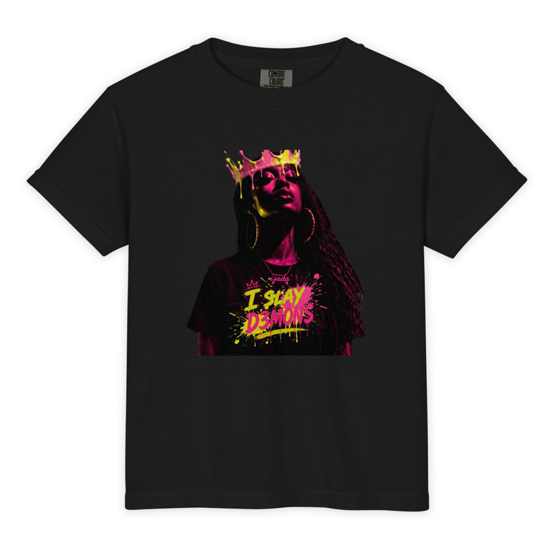 Youth Garment-Dyed Heavyweight "I Slay D3MON$" T-Shirt - Comfort Colors 9018