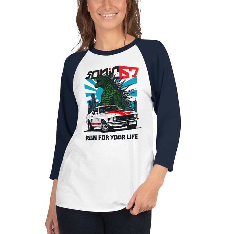 Lizard Mustang - 3/4 sleeve raglan shirt