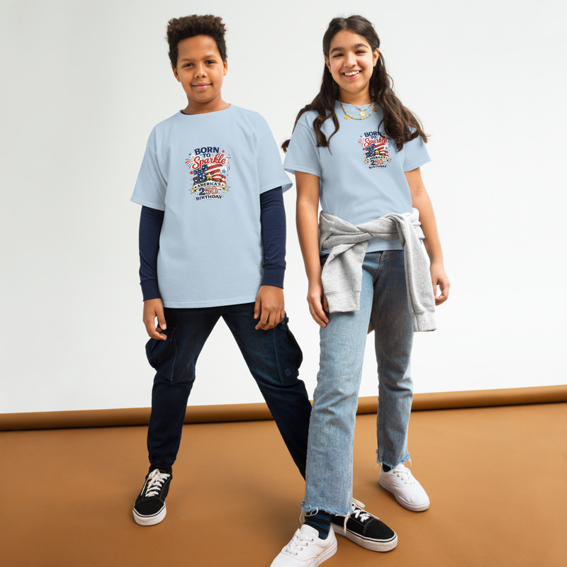 BMT Kids 250 years of Sparkles Youth classic tee – XS, Light Blue