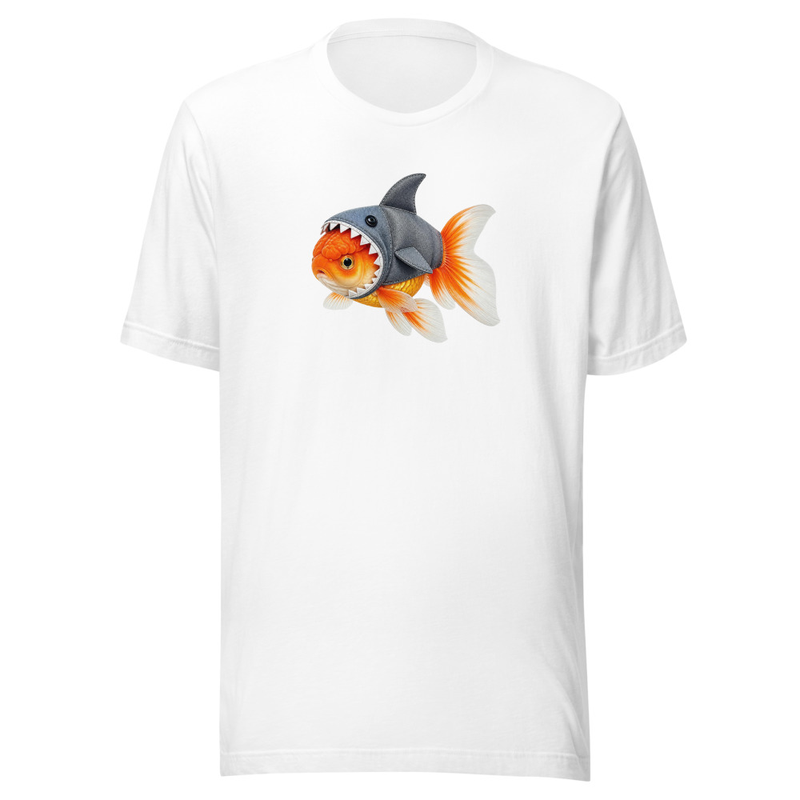 Lionhead Goldfish Fish in Shark Costume Unisex Tee