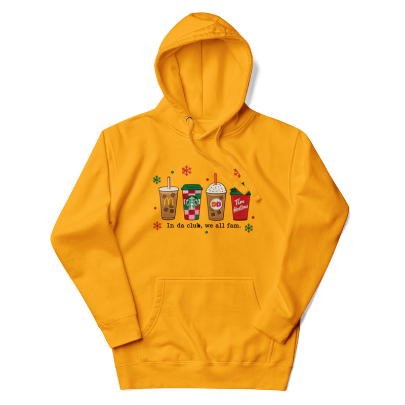 In da Club, We All Fam Holiday Coffee Cup Design Unisex Hoodie – view 3