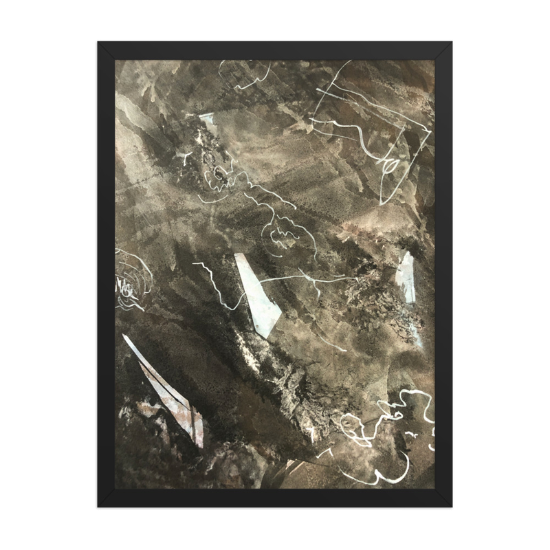 Perceptual Field 0173 – Signals in the Dark – Framed Print – 18″×24″, Black