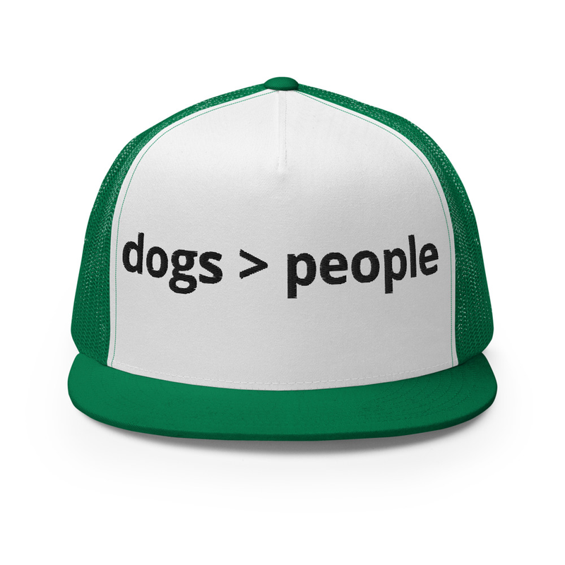 black embroidery dogs > people Trucker Cap – One size, Kelly/ White/ Kelly