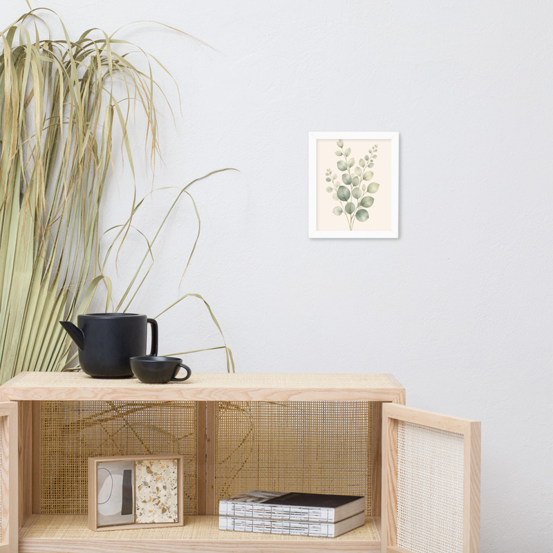 Eucalyptus Stem Framed Botanical Wall Art — Minimalist Watercolor — thumbnail 13