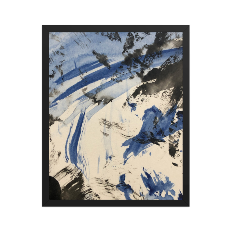Perceptual Field 0216 – Blue Passage – Framed Print – 16″×20″, Black