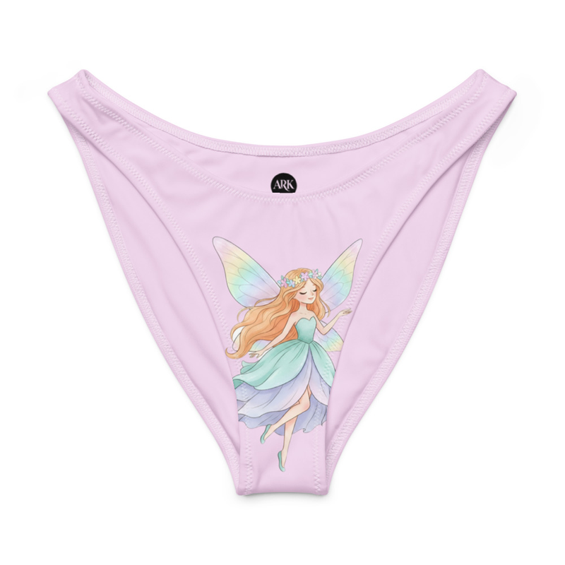 Fairy Dreams Light Pink Recycled V-Cut Bikini Bottom – High-Leg Sustainable Swimwear for Women