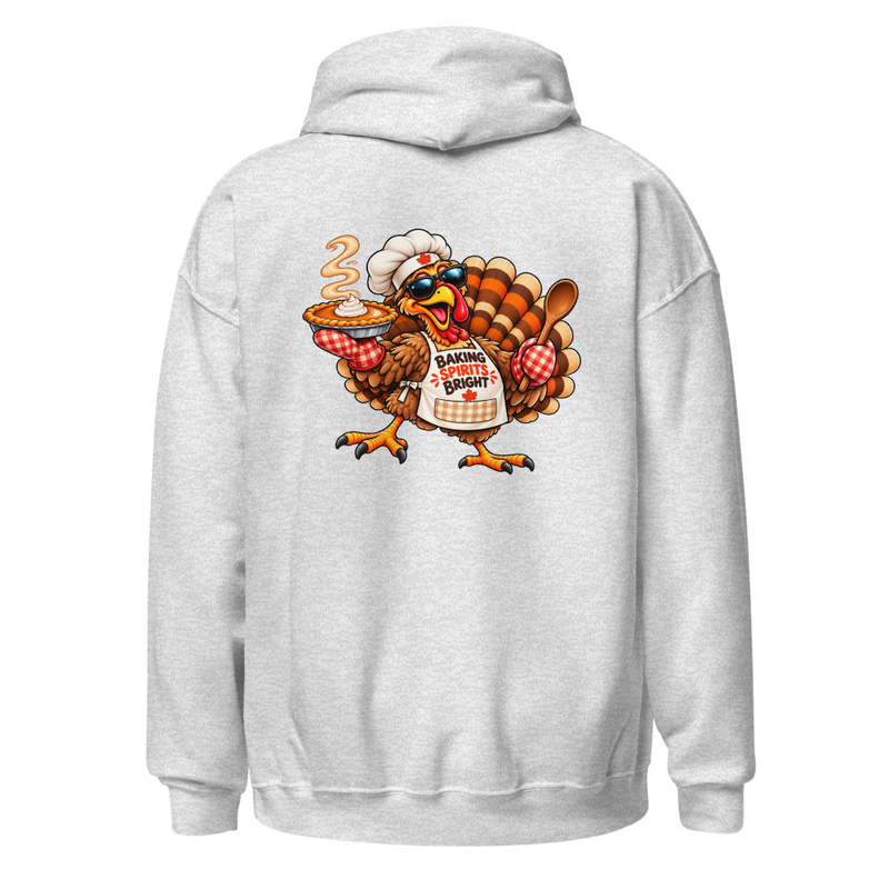 Festive Thanksgiving Baking Turkey Unisex Hoodie – S, Ash