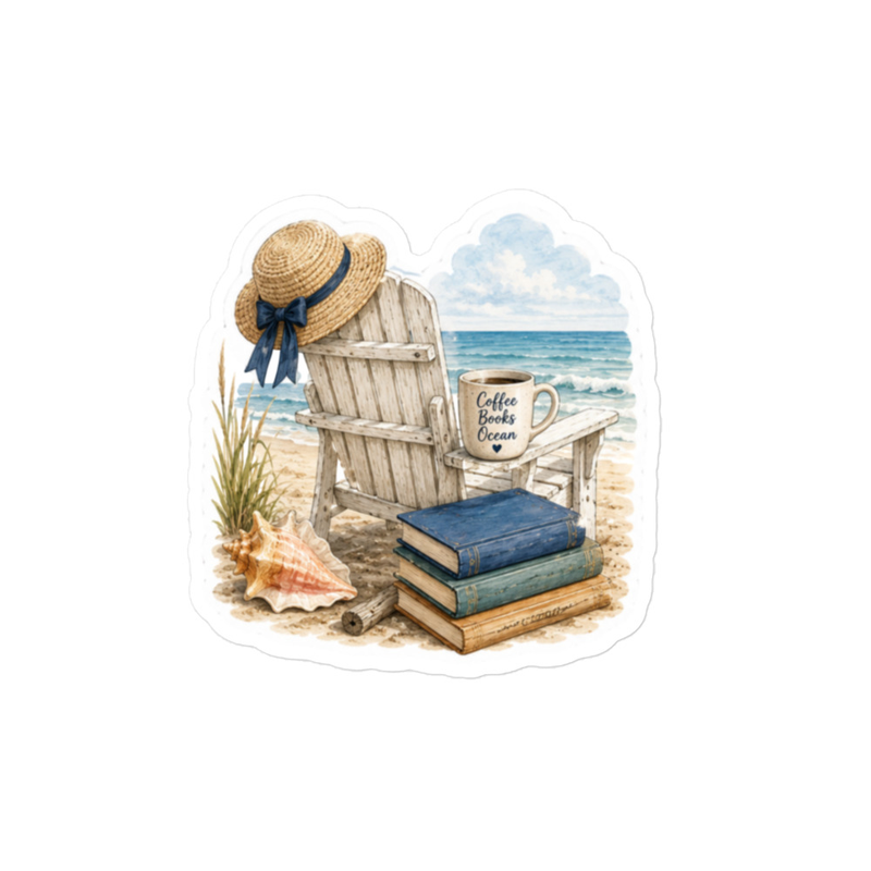 Beach Chair Kiss-cut vinyl decals – 8″×10″, Satin