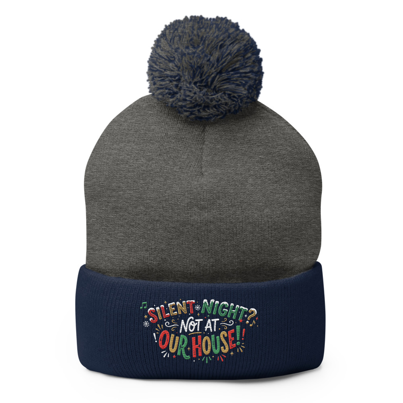 Silent Night Pom-Pom Beanie – One size, Dark Heather Grey/ Navy