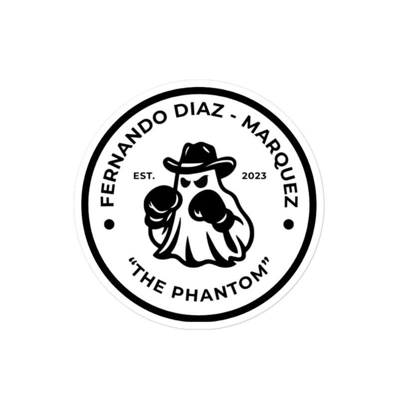 "THE PHANTOM" STICKER – 4″×4″, White