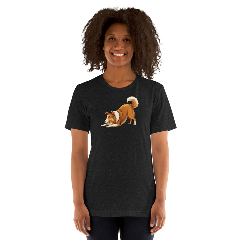 Downward Dog Sheltie Unisex T-Shirt — Shetland Sheepdog