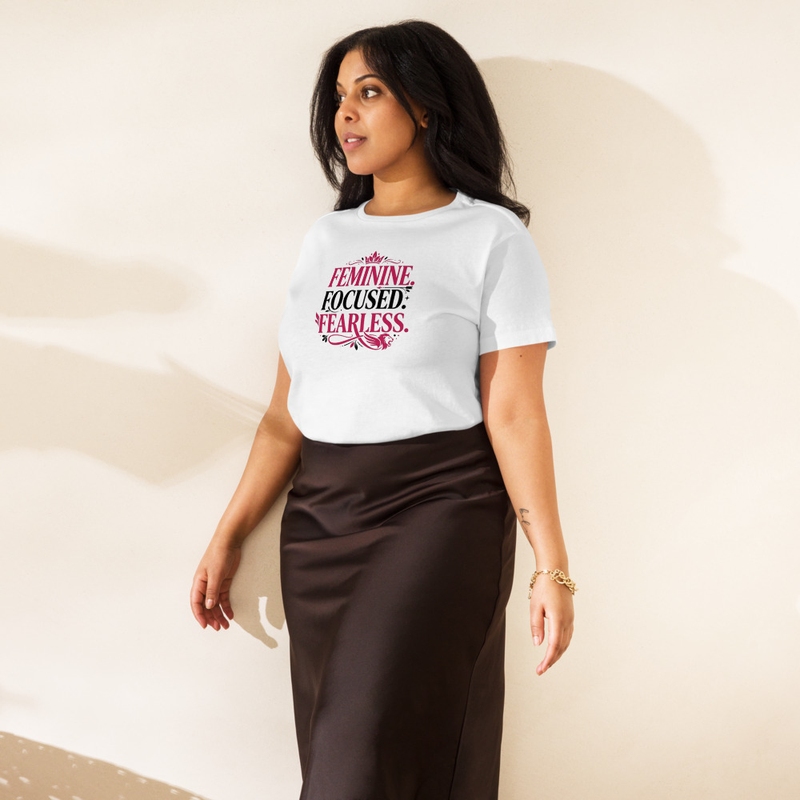 Feminine Focused Fearless Women’s high-waisted t-shirt – S, White