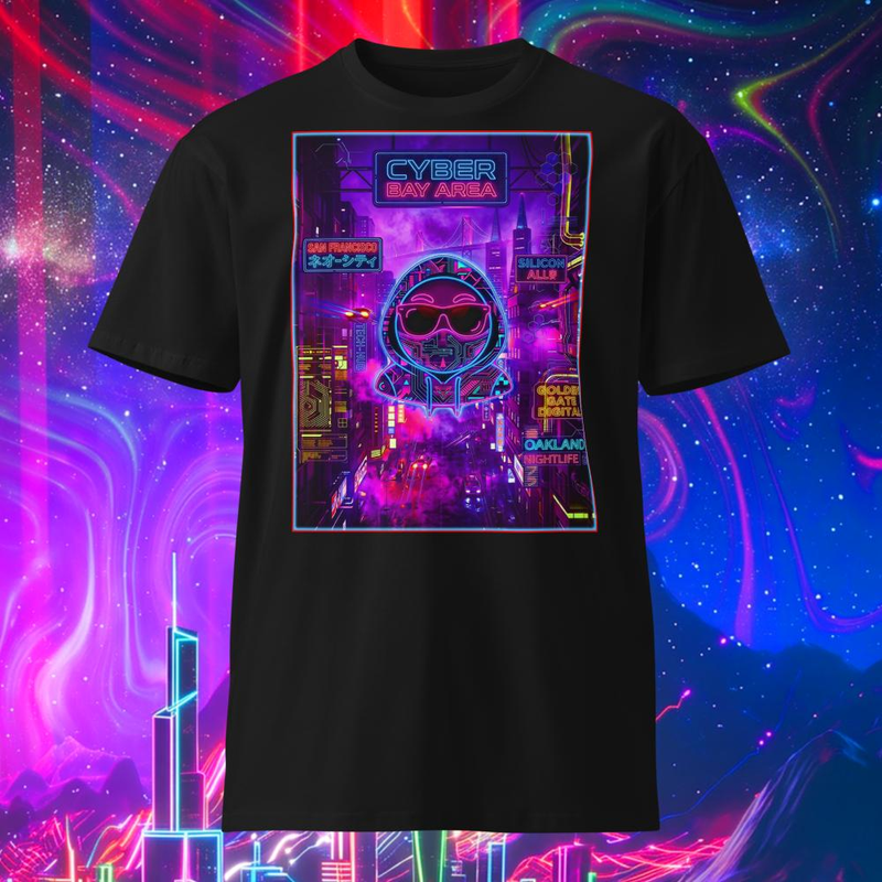Neon Cyber Bay Area Hipstar Hustler T-shirt 