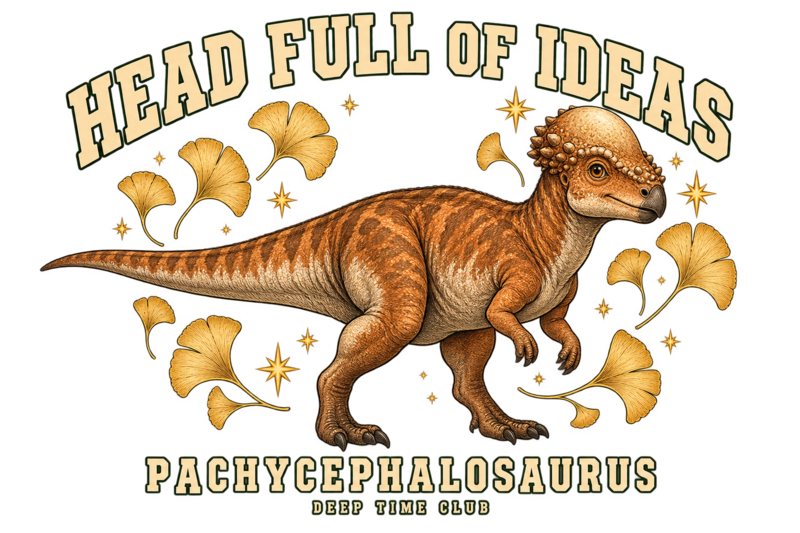 Close view of the original Head Full of Ideas Tee graphic
