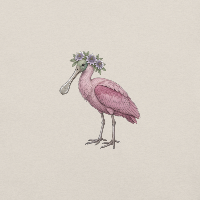 Roseate Spoonbill Flower Crown Tee — Floof