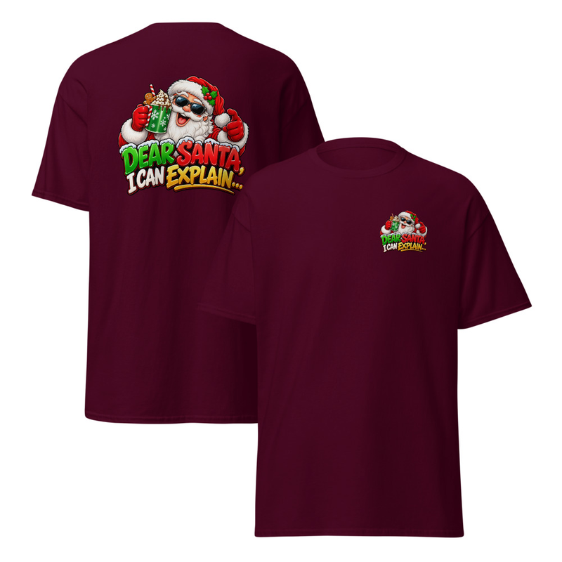Dear Santa I can Explain Unisex classic tee – M, Maroon