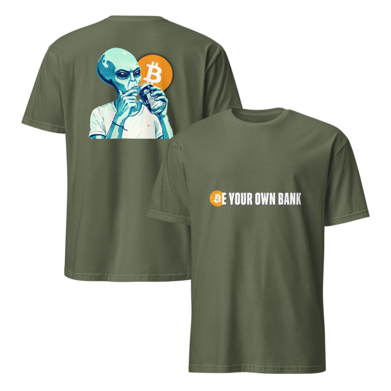 Grey Alien Bitcoin: Be your OWN BANK  – XL, Military Green