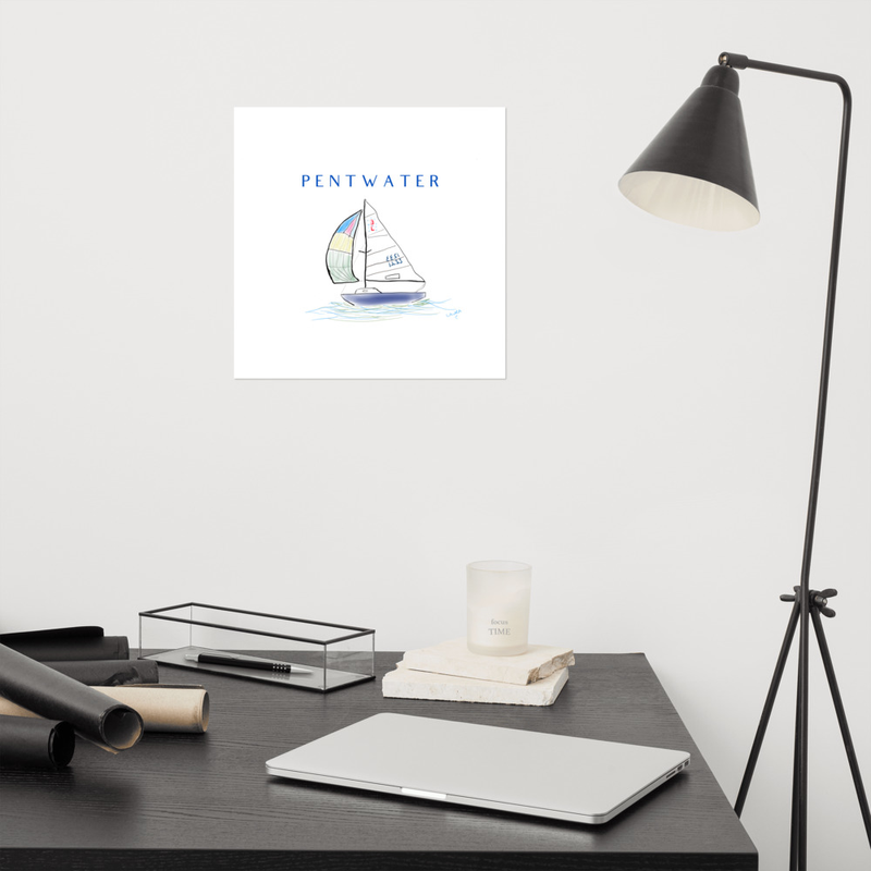 Clear Sailing In Pentwater Artistic Print – 14″×14″