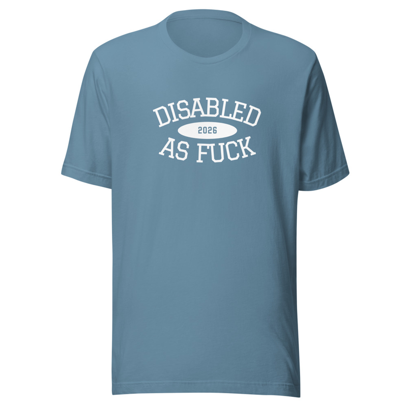 Disabled as f*ck white text  – 2XL, Steel Blue