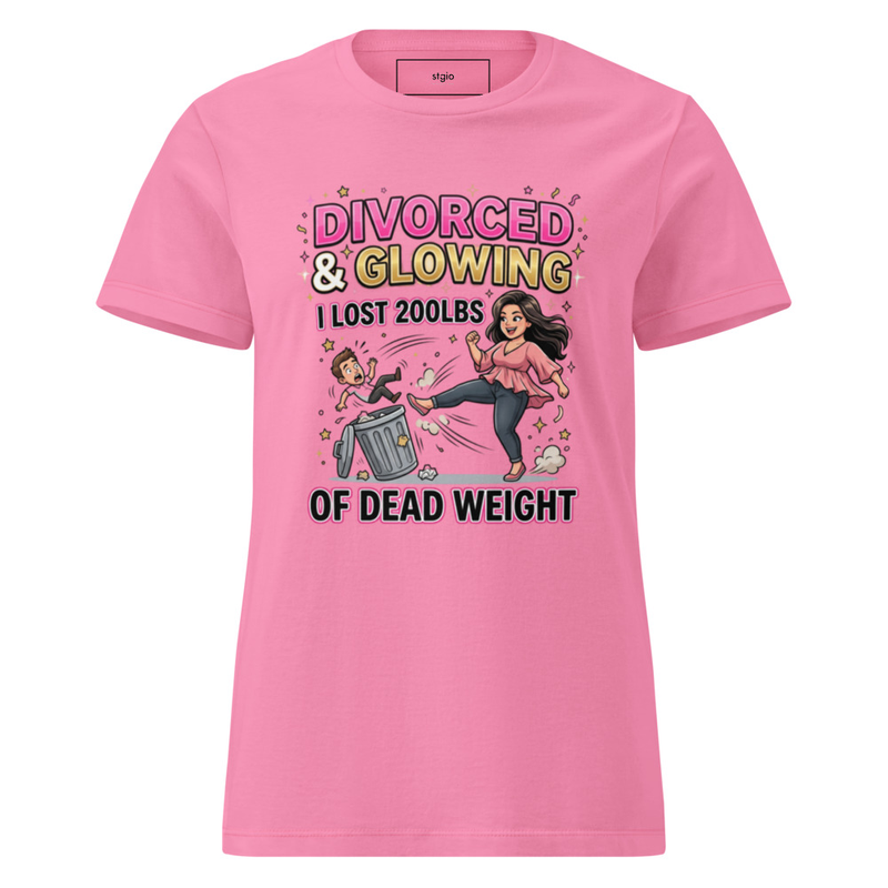 Divorced & Glowing lost the dead weight Women’s basic softstyle t-shirt – XL, Azalea
