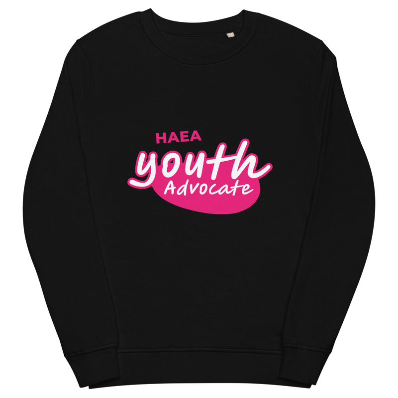 Apparel - Pink HAEA Youth Advocate Unisex organic sweatshirt