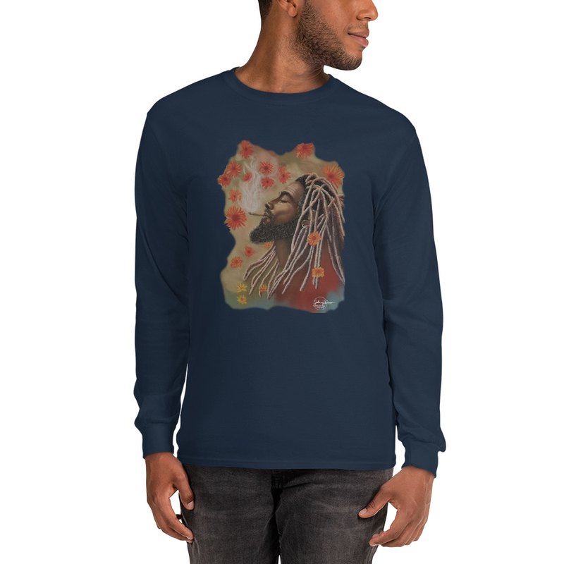 Canna Bliss - Unisex Long Sleeve Shirt – S, Navy