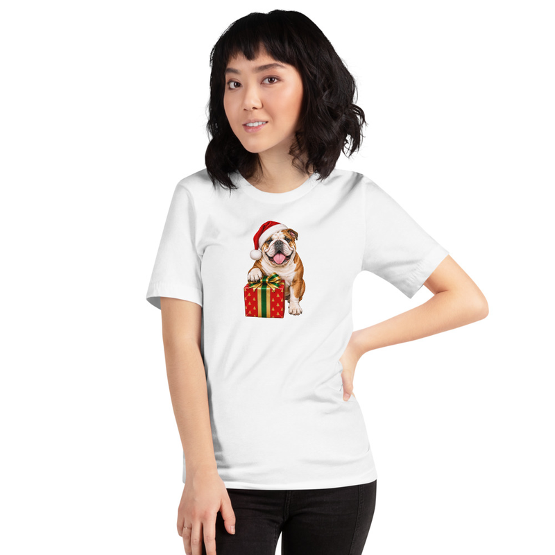 Santa Hat Bulldog Dog Unisex T-Shirt