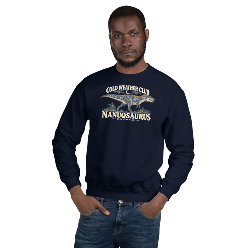Cold Weather Club Nanuqsaurus Crewneck supplier-rendered on-body front view in Navy