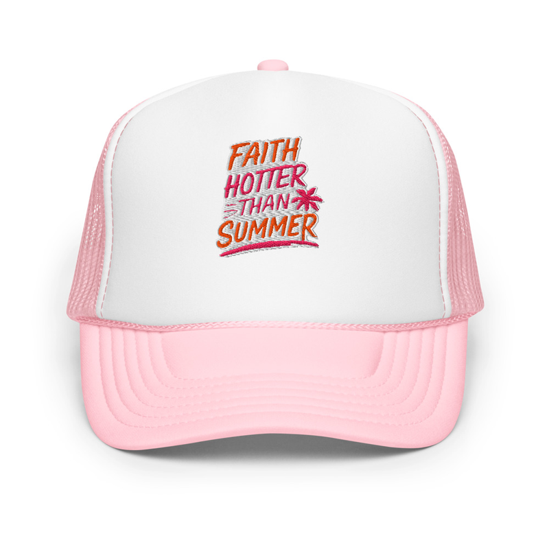 Faith of Summer - Foam Trucker Hat – One size, Light Pink / White / Light Pink