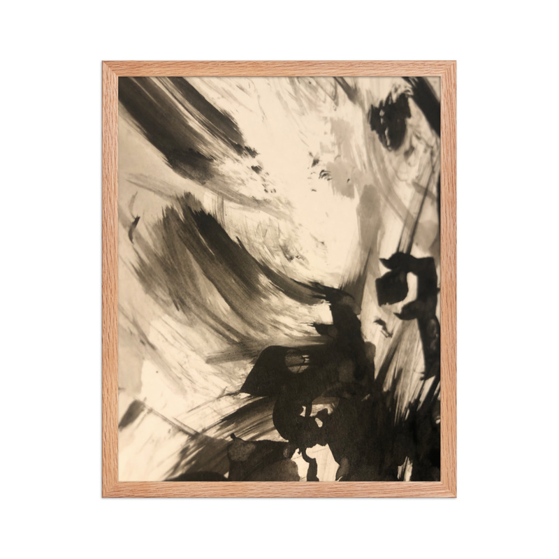 Perceptual Field 0157 – The Shape of a Thought – Framed Print – 16″×20″, Red Oak