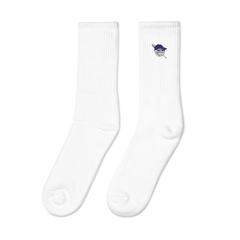 Go Hard Embroidered Crew Socks 1 Pair – S/M, White
