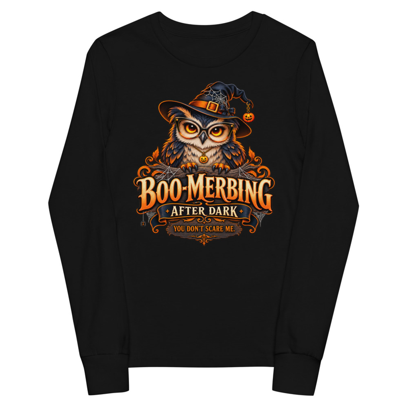 “Spooky Owl” Youth Long Sleeve Tee — BOOMERBING AFTER DARK™