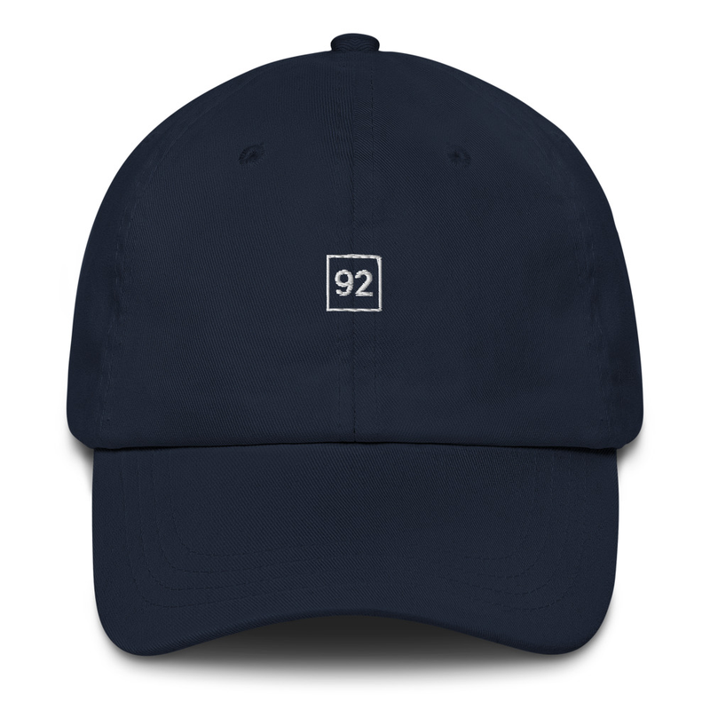 92 Cap in navy with the embroidered □92 mark