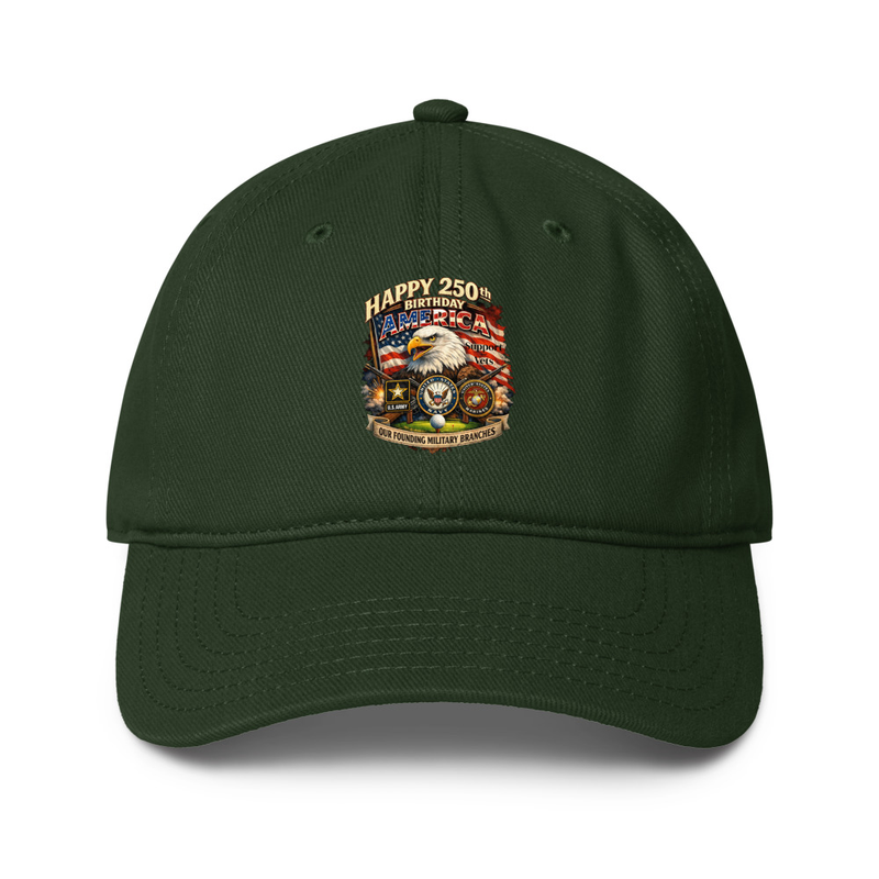 Happy Birthday America Low-profile baseball cap – One size, Dark Green
