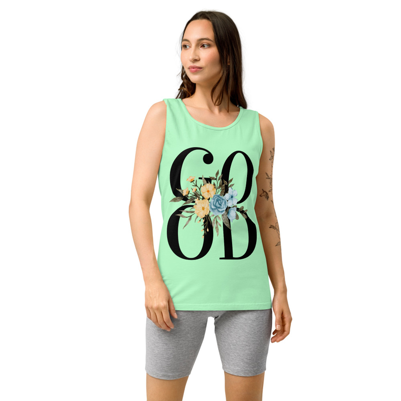 Good Floral Women's Tank Top | Genesis Creation Christian Top – XS, Island Reef