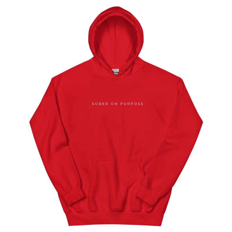 SOBER ON PURPOSE // Unisex Hoodie – XL, Red