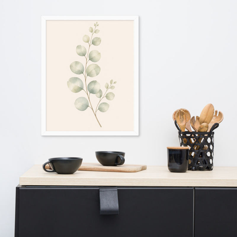 Eucalyptus Branch Framed Botanical Wall Art — Minimalist Watercolor — thumbnail 15