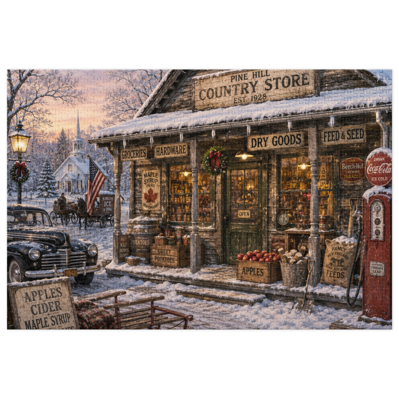 New England Country Store Jigsaw puzzle with tin