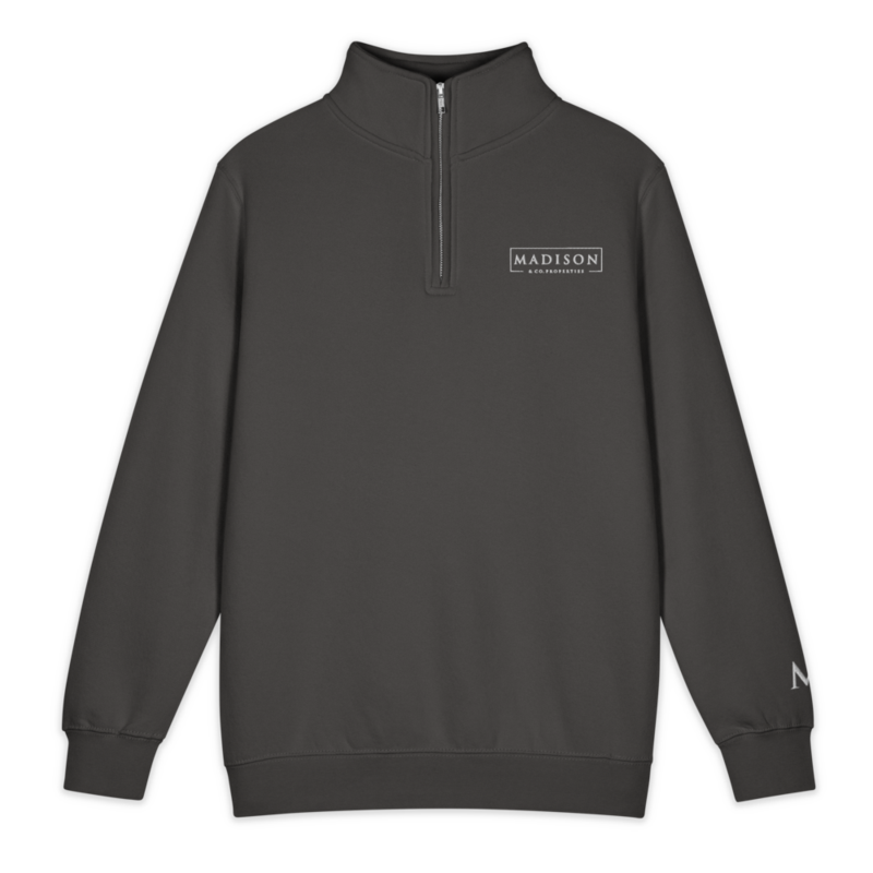 Madison 1/4 Zip Sweatshirt Black – 3XL, Smoke
