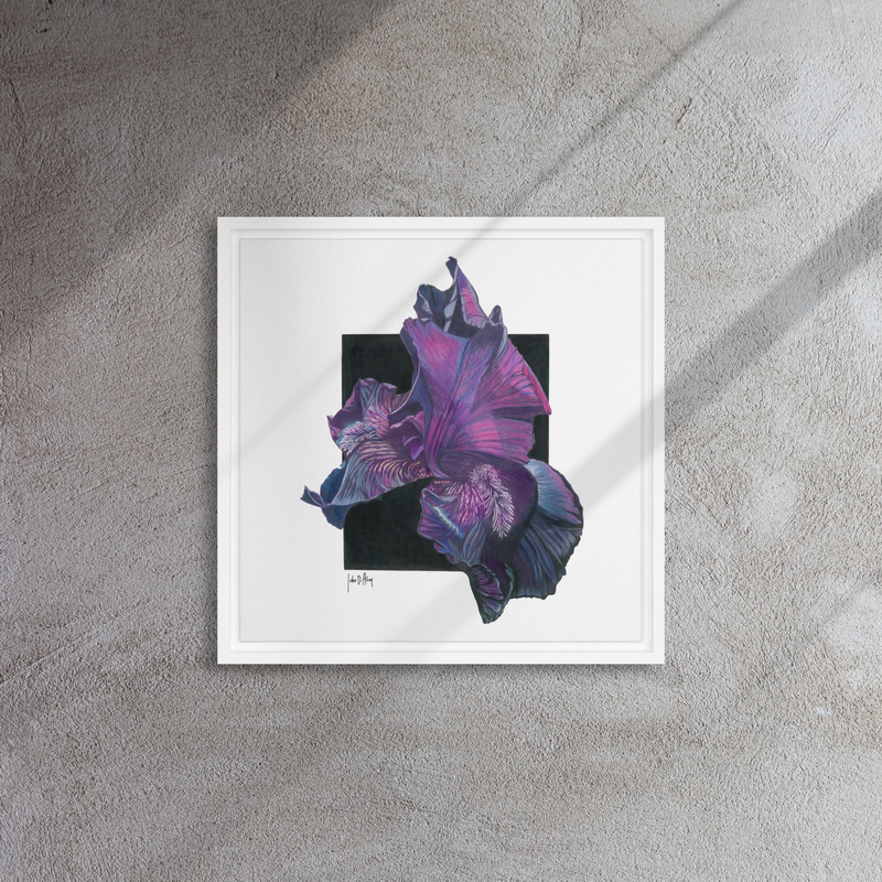 Power of Purple Framed Canvas – 16″×16″, White
