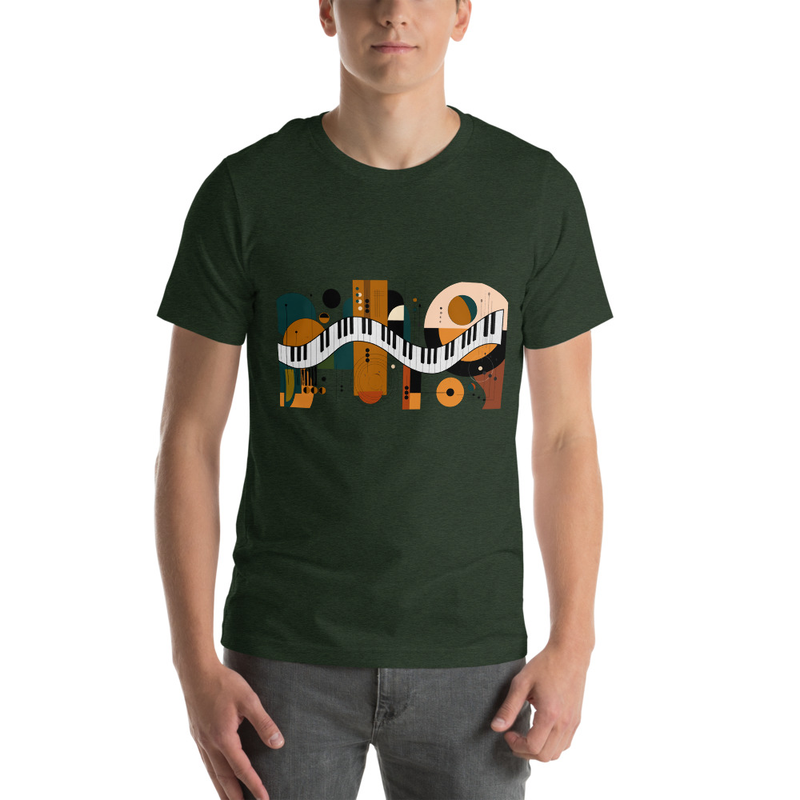 Abstract Piano Keyboard on Unisex T-shirt – Image 4