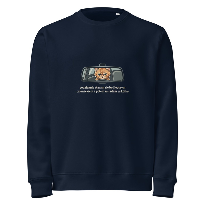 Klasyczna Bluza (Crewneck): „Drogowe Zen” - kolor French Navy