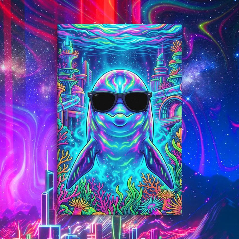 Dolphin Hipster Canvas - Dolphin Hipster Canvas / 26″×40″