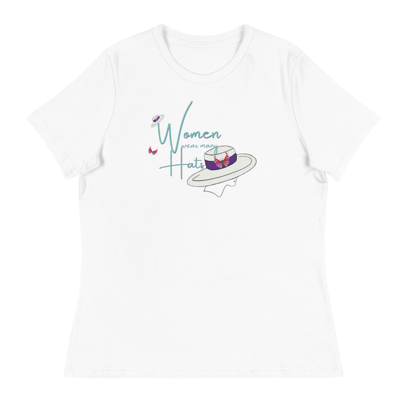 Women's Relaxed T-Shirt - Women Wear Many Hats 2/Back Message – Image 7