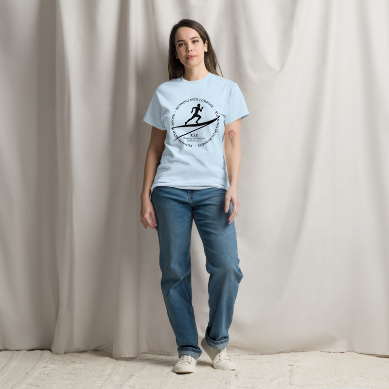 Running into Purpose Unisex classic tee – XL, Light Blue
