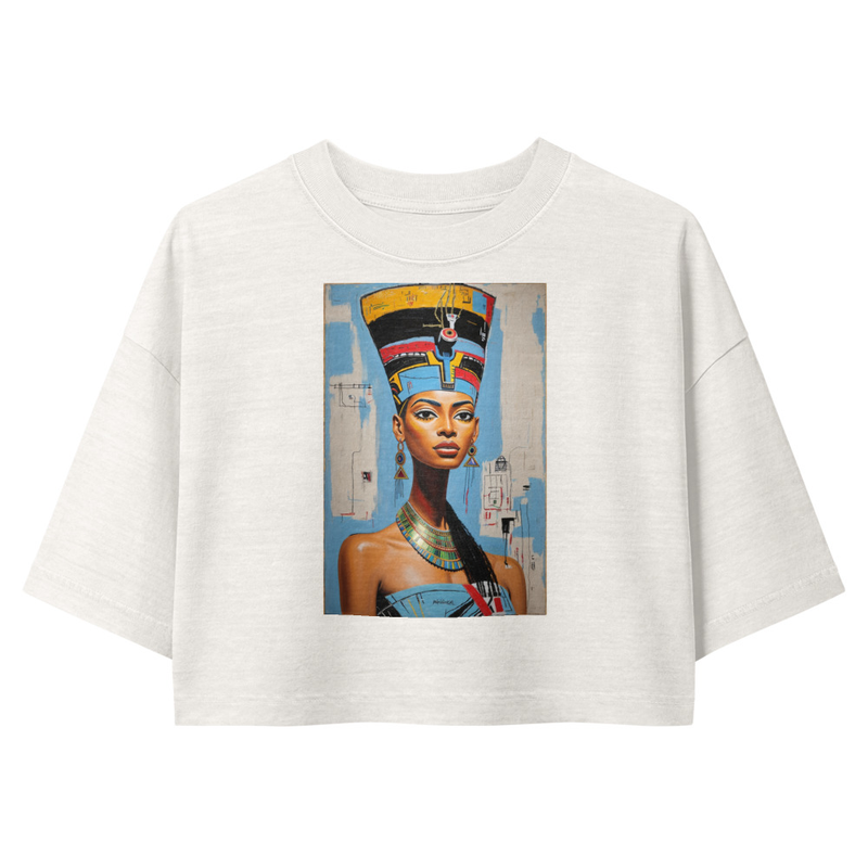 REAL QUEENS ARE BUILT//TO//LEAD - Women’s garment dye cropped tee – S, Vintage White