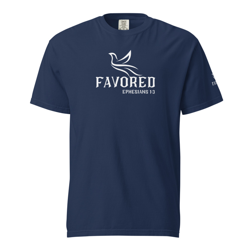 FAVORED Unisex garment-dyed heavyweight t-shirt – L, True Navy