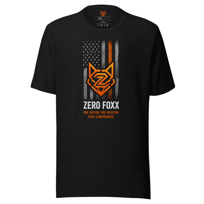 American Flag — One Nation. One Mission. | Double-Sided Tee — Black / XS