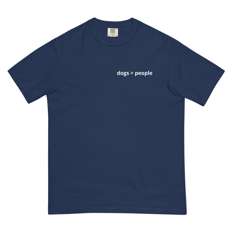 dogs > people Unisex garment-dyed heavyweight t-shirt – S, True Navy